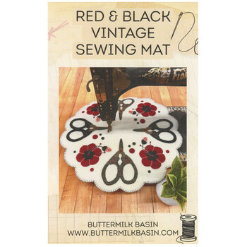 Red & Black Vintage Sewing Mat Pattern, Image