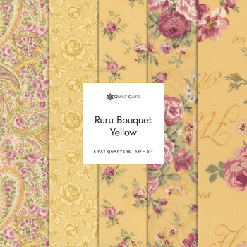 Ruru Bouquet  5 FQ Set - Yellow by Quilt Gate, Image