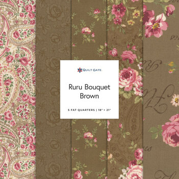 Ruru Bouquet  5 FQ Set - Brown by Quilt Gate, Image