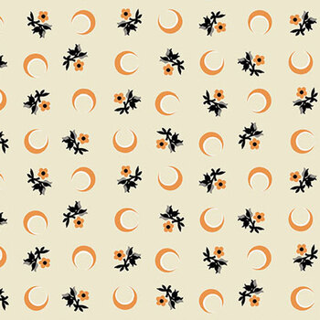 Nightfall A-10204-L Cream Flower Moon by Andover Fabrics, Image