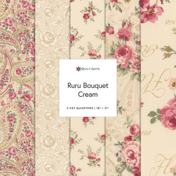 Ruru Bouquet  5 FQ Set - Cream by Quilt Gate, Image