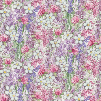 Sweet Honey Bee W115-004-863 Multi Packed Floral by Chad Barrett for White Owl Textiles, Image