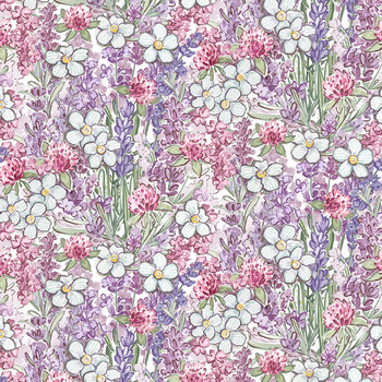 Sweet Honey Bee W115-004-863 Packed Floral by Chad Barrett for White Owl Textiles, Image
