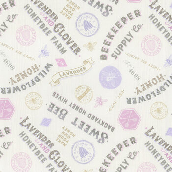 Sweet Honey Bee W115-008-024 Cream Titles & Labels by Chad Barrett for White Owl Textiles, Image