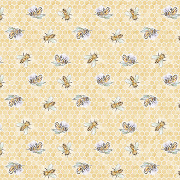 Sweet Honey Bee W115-009-227 Bees by Chad Barrett for White Owl Textiles, Image