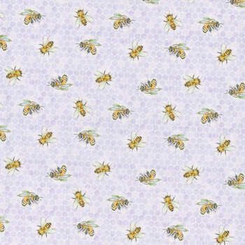 Sweet Honey Bee W115-009-427 Purple Bees by Chad Barrett for White Owl Textiles, Image
