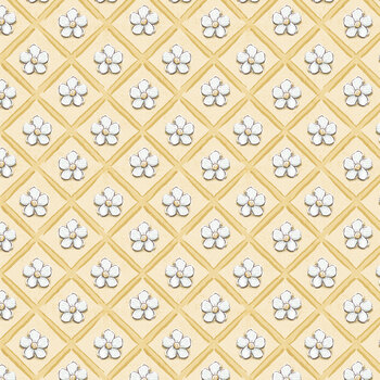 Sweet Honey Bee W115-011-220 Floral Grid by Chad Barrett for White Owl Textiles, Image