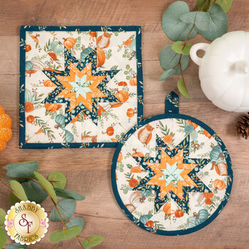 Folded Star Hot Pad Kit - I Love Fall Most Of All - Round OR Square - Cream, Image