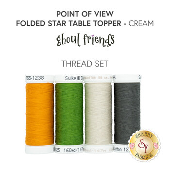  Point of View Folded Star Table Topper - Ghoul Friends - Cream - 4pc Thread Set, Image