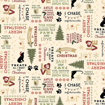 Christmas Tails Y4805-2 Light Cream by Dan DiPaolo for Clothworks, Image