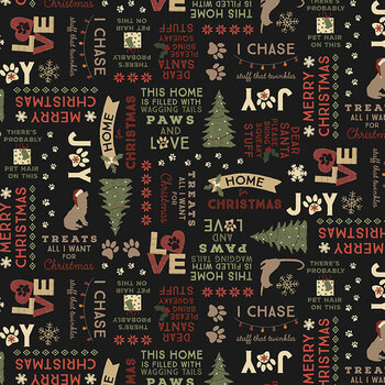 Christmas Tails Y4805-3 Black by Dan DiPaolo for Clothworks, Image