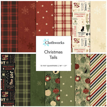 Christmas Tails  13 FQ Set by Dan DiPaolo for Clothworks, Image