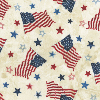 Stars & Stripes 14 - Stonehenge 29042-12 Beige by Linda Ludovico and Deborah Edwards for Northcott Fabrics, Image