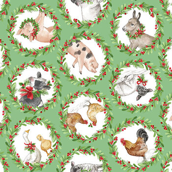 Barnyard Christmas 28803-74 by Deborah Edwards for Northcott Fabrics, Image