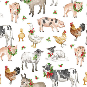 Barnyard Christmas 28802-10 by Deborah Edwards for Northcott Fabrics, Image