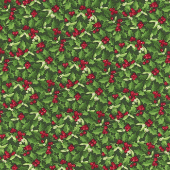 Barnyard Christmas 28805-78 Dark Green by Deborah Edwards for Northcott Fabrics, Image