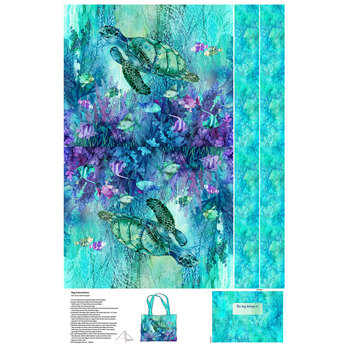 Coral Reef C28885-66 Canvas Bag Panel by Deborah Edwards and Melanie Samra for Northcott Fabrics, Image