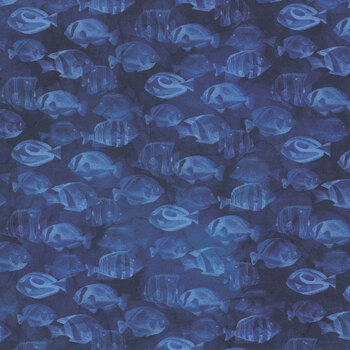 Coral Reef DP28884-48 Navy by Deborah Edwards and Melanie Samra for Northcott Fabrics, Image