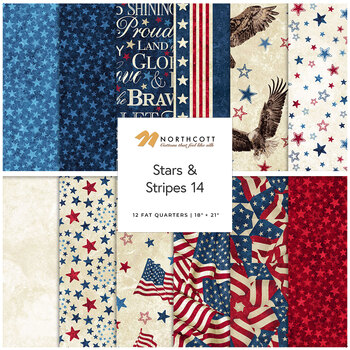 Stars & Stripes 14 - Stonehenge  12 FQ Set by Linda Ludovico and Deborah Edwards for Northcott Fabrics, Image