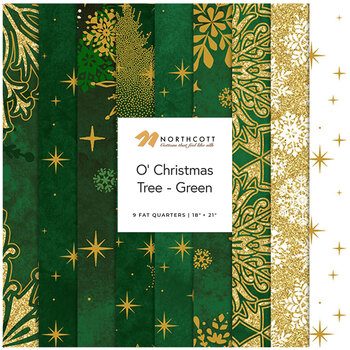 O' Christmas Tree  9 FQ Set - Green by Deborah Edwards for Northcott Fabrics, Image