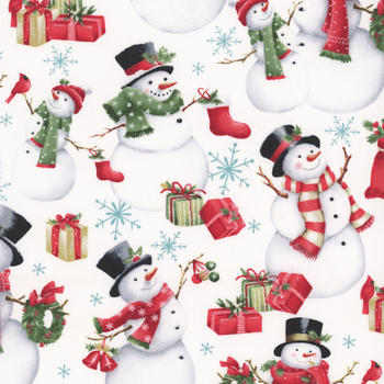 Holly Jolly 28813-10 White by Emma Leach for Northcott Fabrics