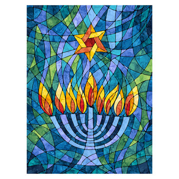 Hanukkah Lights DP28980-46 Panel by Deborah Edwards and Lena Belokrinitski for Northcott Fabrics, Image