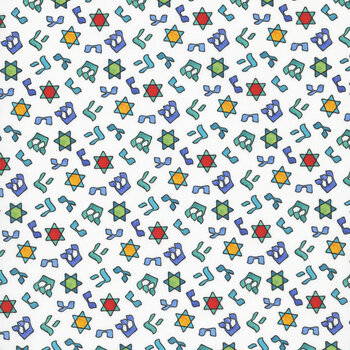 Hanukkah Lights DP28985-10 White by Deborah Edwards and Lena Belokrinitski for Northcott Fabrics