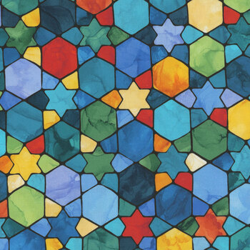 Hanukkah Lights DP28982-46 Blue by Deborah Edwards and Lena Belokrinitski for Northcott Fabrics