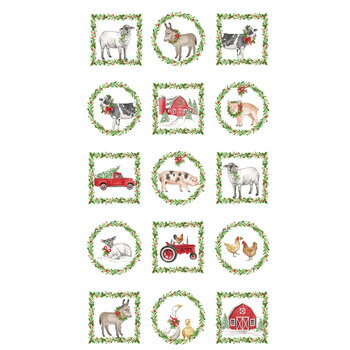 Barnyard Christmas 28800-10 by Deborah Edwards for Northcott Fabrics, Image