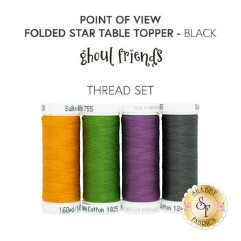  Point of View Folded Star Table Topper - Ghoul Friends - Black - 4pc Thread Set, Image