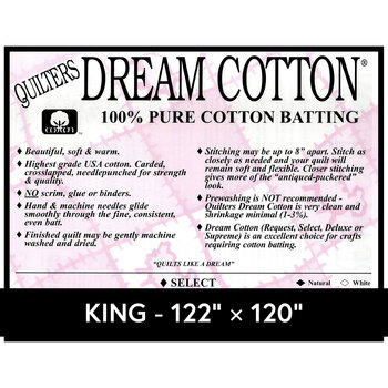 Natural Dream Cotton Select - Mid Loft - King Quilt Batting N4K by Quilters Dream Batting, Image