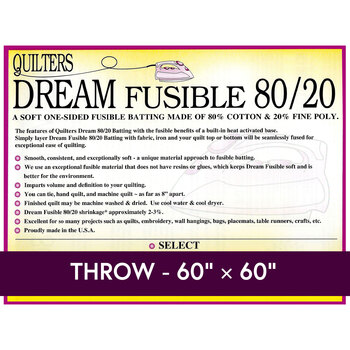 Dream Fusible 80/20 - Throw Quilt Batting FUSETH by Quilters Dream Batting, Image