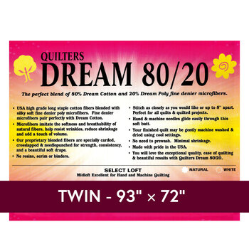 Natural Dream 80/20 Select -  Mid Loft - Twin Quilt Batting ENTN by Quilters Dream Batting, Image