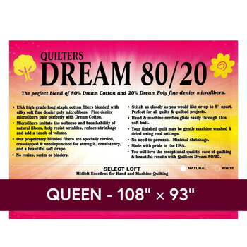 Natural Dream 80/20 Select -  Mid Loft - Queen Quilt Batting ENQ by Quilters Dream Batting, Image