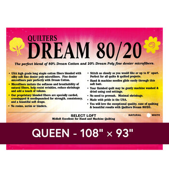 White Dream 80/20 Select - Mid Loft - Queen Quilt Batting EWQ by Quilters Dream Batting, Image