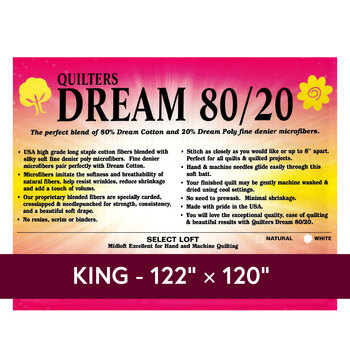 White Dream 80/20 Select -  Mid Loft - King Quilt Batting EWK by Quilters Dream Batting, Image