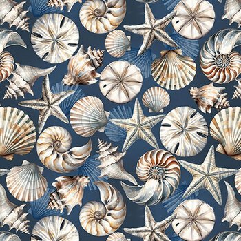 Coastal Escape 15020-57 Dark Blue by Nicole DeCamp for Benartex, Image