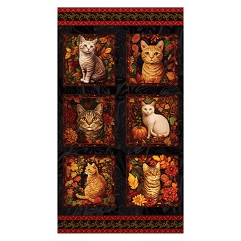Autumn Cats 16765-87 Panel by Peggy Collins for Benartex, Image