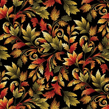 Autumn Cats 16769-87 Black by Peggy Collins for Benartex, Image