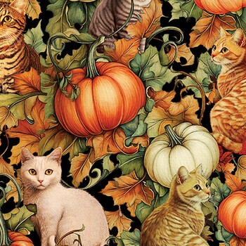 Autumn Cats 16767-99 Multi by Peggy Collins for Benartex, Image