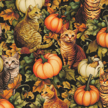 Autumn Cats 16767-99 Multi by Peggy Collins for Benartex, Image