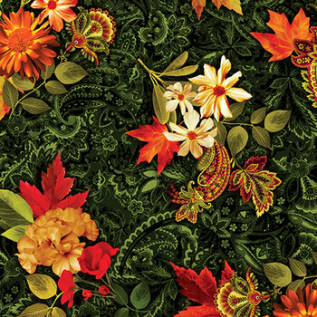 Harvest Beauty 15273-44 Green by Kanvas Studio for Benartex, Image
