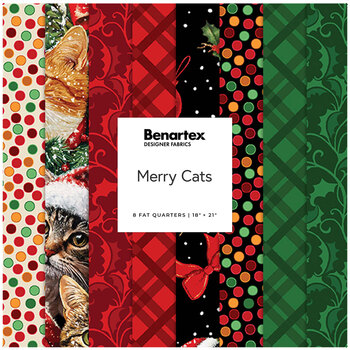 Merry Cats  8 FQ Set by Peggy Collins for Benartex, Image