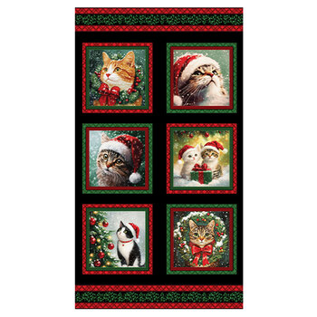 Merry Cats 16772-12 Panel by Peggy Collins for Benartex, Image