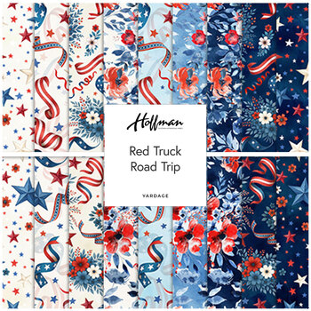Red Truck Road Trip  Yardage by Hoffman Fabrics, Image