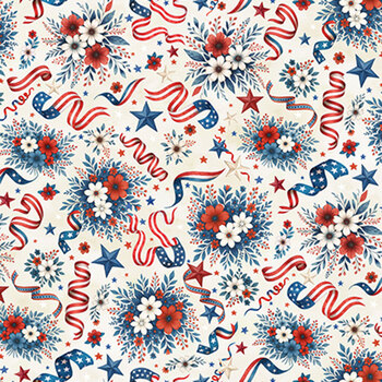 Red Truck Road Trip X5760-22 Ivory by Hoffman Fabrics, Image