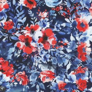 Red Truck Road Trip X5763-19 Navy by Hoffman Fabrics, Image