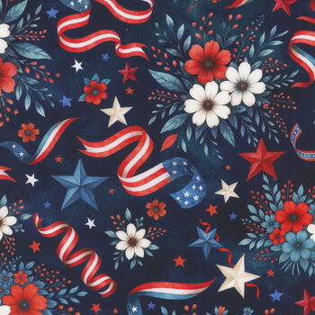 Red Truck Road Trip X5760-19 Navy by Hoffman Fabrics, Image