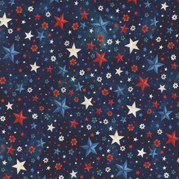 Red Truck Road Trip X5762-19 Navy by Hoffman Fabrics, Image