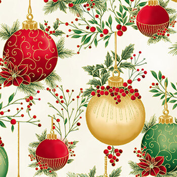Christmas Wish Y7822-20G Natural Gold by Hoffman Fabrics, Image